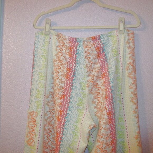 Vtg J Jill Rainbow Fleece Pajamas Size M Soft 2 Piece Top & Pants Cottage Y2K - Picture 11 of 13